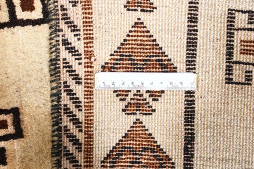Close-up detail of 2000s Persian Gabbeh rug from Iran / Persia showing Wool weave