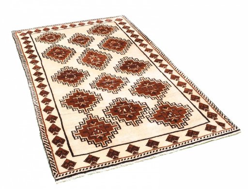 Corner detail of 2000s Persian Gabbeh rug showing border pattern and Wool pile