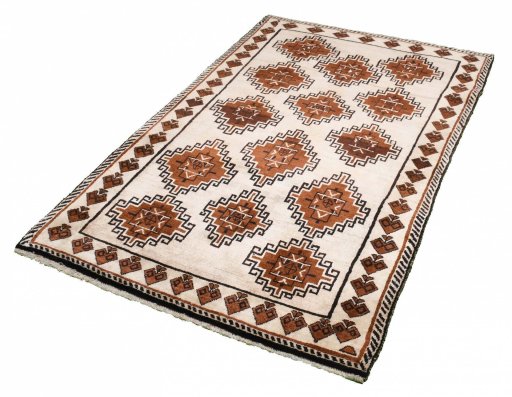 Close-up detail of 2000s Persian Gabbeh rug from Iran / Persia showing Wool weave