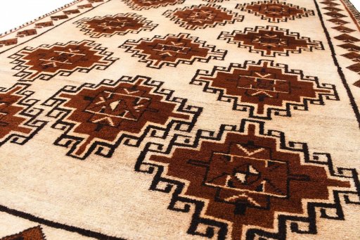 Central medallion detail of 2000s Persian Gabbeh rug from Iran / Persia