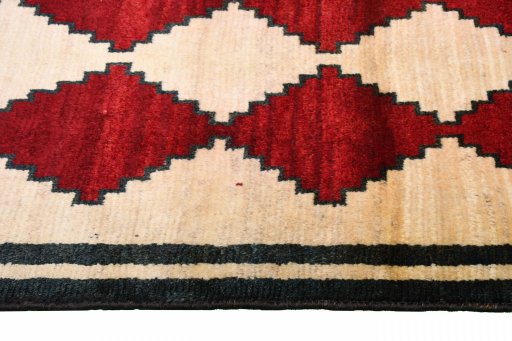 Close-up detail of 2000s Persian Gabbeh rug from Iran / Persia showing Wool weave