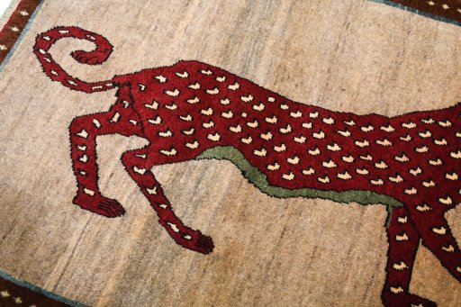 Central medallion detail of 2000s Persian Gabbeh rug from Iran / Persia