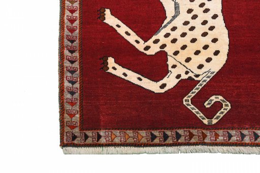 Close-up detail of 2000s Persian Gabbeh rug from Iran / Persia showing Wool weave