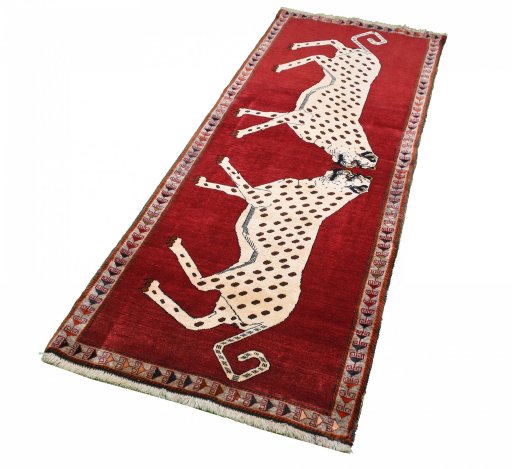 Close-up detail of 2000s Persian Gabbeh rug from Iran / Persia showing Wool weave