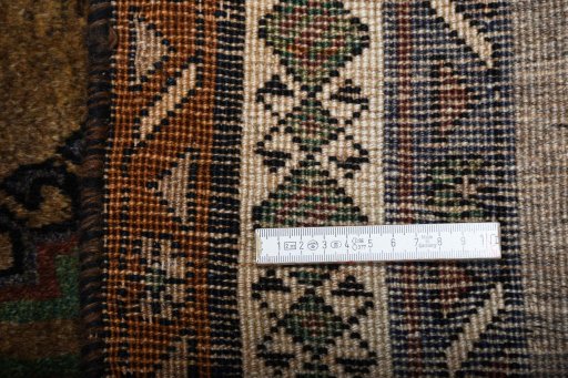 Close-up detail of 2000s Persian Gabbeh rug from Iran / Persia showing Wool weave