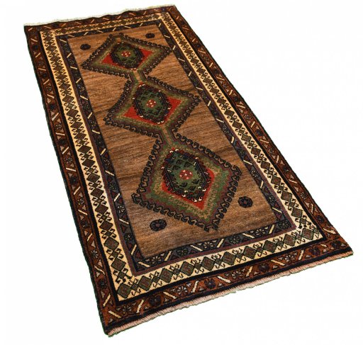 Corner detail of 2000s Persian Gabbeh rug showing border pattern and Wool pile