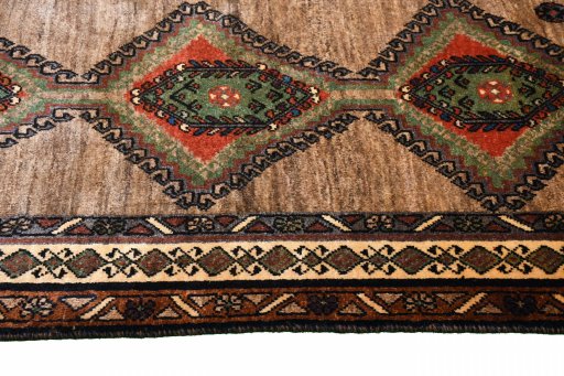 Close-up detail of 2000s Persian Gabbeh rug from Iran / Persia showing Wool weave