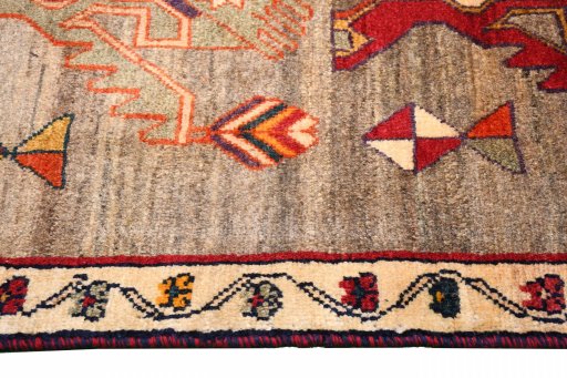 Close-up detail of 2000s Persian Gabbeh rug from Iran / Persia showing Wool weave
