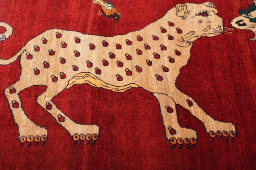 Central medallion detail of 2000s Persian Gabbeh rug from Iran / Persia