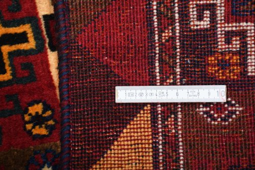 Close-up detail of 2000s Persian Gabbeh rug from Iran / Persia showing Wool weave