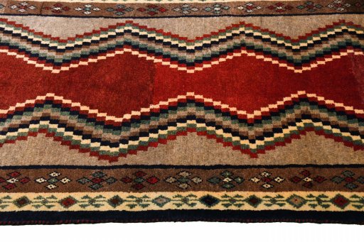 Central medallion detail of 2000s Persian Gabbeh rug from Iran / Persia