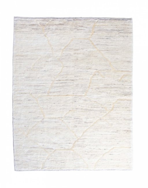Full view of New Persian Gabbeh rug from Iran / Persia, 198 × 156 cm in Beige tones