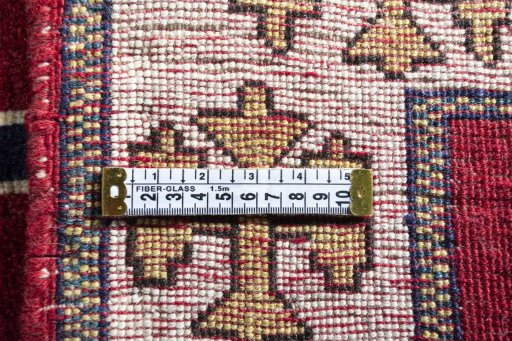 Close-up detail of 2000s Persian Gabbeh rug from Iran / Persia showing Wool weave