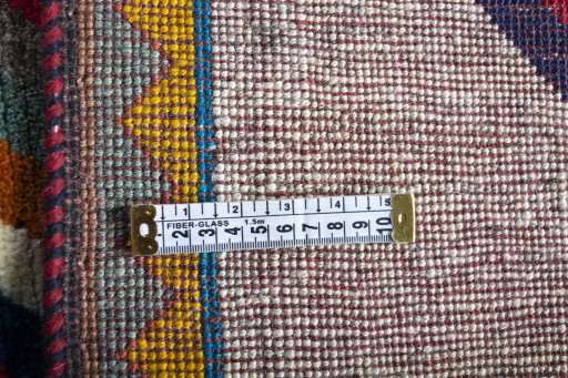 Close-up detail of 2000s Persian Gabbeh rug from Iran / Persia showing Wool weave