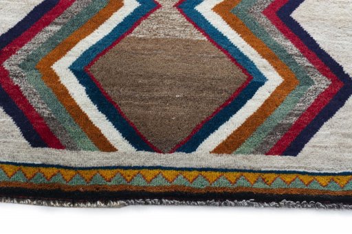 Central medallion detail of 2000s Persian Gabbeh rug from Iran / Persia