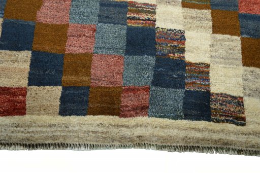 Central medallion detail of 2000s Persian Gabbeh rug from Iran / Persia