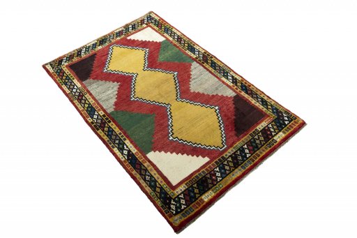 Close-up detail of 2000s Persian Gabbeh rug from Iran / Persia showing Wool weave