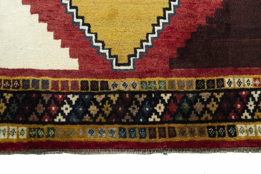 Central medallion detail of 2000s Persian Gabbeh rug from Iran / Persia