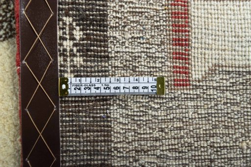 Close-up detail of 2000s Persian Gabbeh rug from Iran / Persia showing Wool weave
