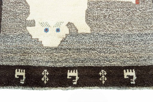 Central medallion detail of 2000s Persian Gabbeh rug from Iran / Persia