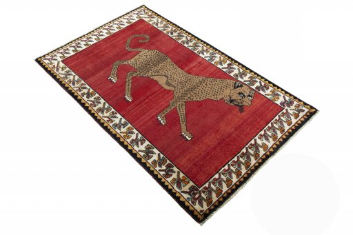 Close-up detail of 2000s Persian Gabbeh rug from Iran / Persia showing Wool weave