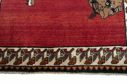 Central medallion detail of 2000s Persian Gabbeh rug from Iran / Persia