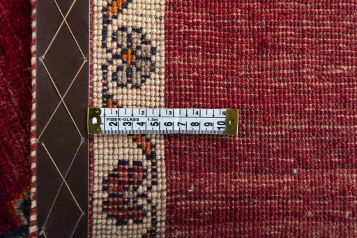 Close-up detail of 2000s Persian Gabbeh rug from Iran / Persia showing Wool weave