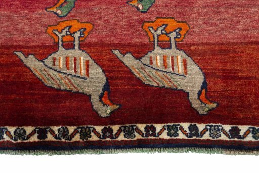 Central medallion detail of 2000s Persian Gabbeh rug from Iran / Persia