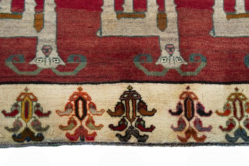 Central medallion detail of 2000s Persian Gabbeh rug from Iran / Persia
