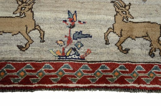 Central medallion detail of 2000s Persian Gabbeh rug from Iran / Persia