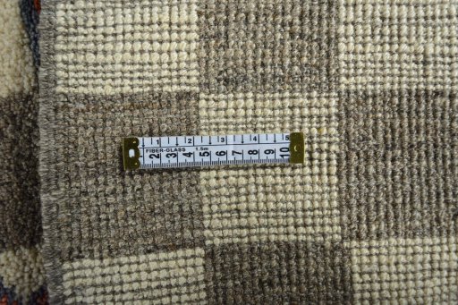 Close-up detail of New Persian Gabbeh rug from Iran / Persia showing Wool weave