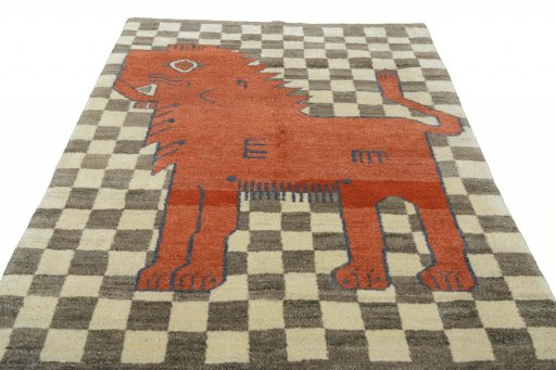 Surface texture of New Persian Gabbeh rug with natural Wool and intricate pattern