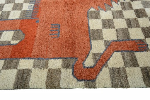 Close-up detail of New Persian Gabbeh rug from Iran / Persia showing Wool weave