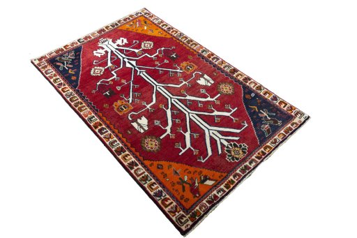 Close-up detail of 2000s Persian Gabbeh rug from Iran / Persia showing Wool weave