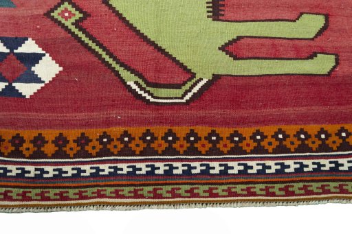 Central medallion detail of 2000s Persian Gabbeh rug from Iran / Persia