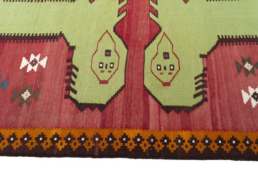 Close-up detail of 2000s Persian Gabbeh rug from Iran / Persia showing Wool weave