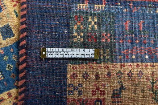 Close-up detail of New Persian Gabbeh rug from Iran / Persia showing Wool weave