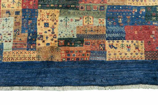 Central medallion detail of New Persian Gabbeh rug from Iran / Persia