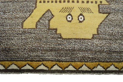 Central medallion detail of 2000s Persian Gabbeh rug from Iran / Persia