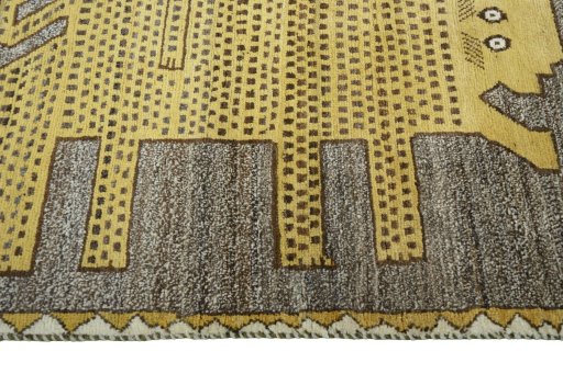 Close-up detail of 2000s Persian Gabbeh rug from Iran / Persia showing Wool weave
