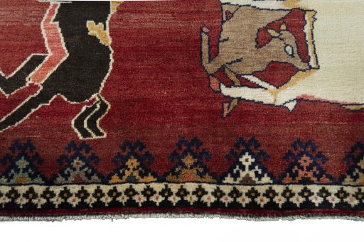Central medallion detail of 2000s Persian Gabbeh rug from Iran / Persia
