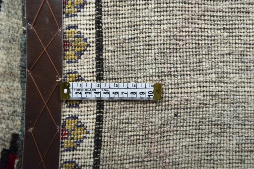 Close-up detail of 2000s Persian Gabbeh rug from Iran / Persia showing Wool weave