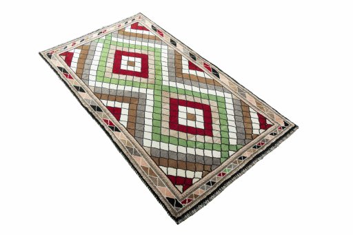 Close-up detail of 2000s Persian Gabbeh rug from Iran / Persia showing Wool weave