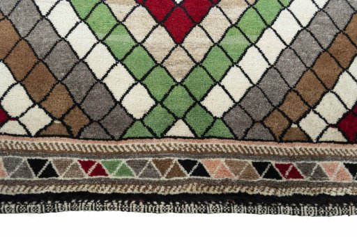 Central medallion detail of 2000s Persian Gabbeh rug from Iran / Persia