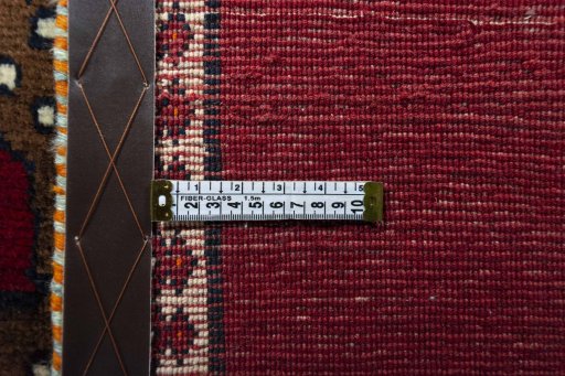Close-up detail of 2000s Persian Gabbeh rug from Iran / Persia showing Wool weave