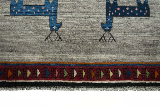 Central medallion detail of 2000s Persian Gabbeh rug from Iran / Persia