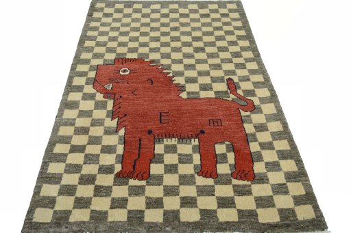 Surface texture of New Persian Gabbeh rug with natural Wool and intricate pattern