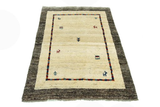 Surface texture of New Persian Gabbeh rug with natural Wool and intricate pattern