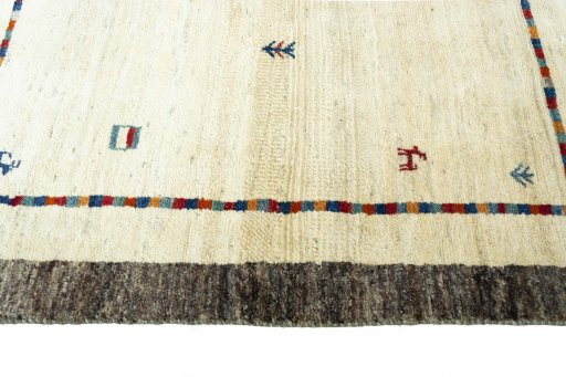 Close-up detail of New Persian Gabbeh rug from Iran / Persia showing Wool weave