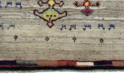 Central medallion detail of 2000s Persian Gabbeh rug from Iran / Persia